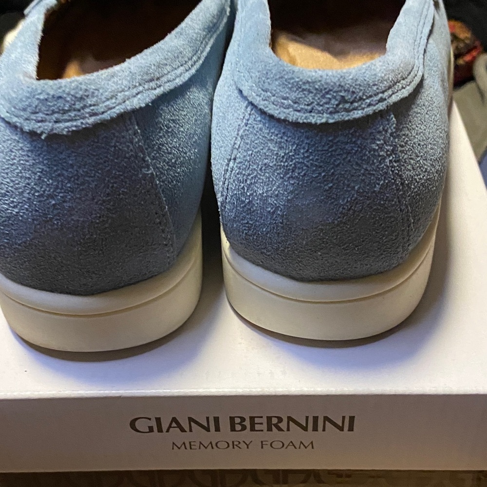 Giorgio Brutini Sky Blue Suede Slip-Ons - Picture 5 of 11